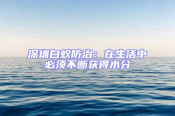 深圳白蟻防治：在生活中必須不斷獲得水分