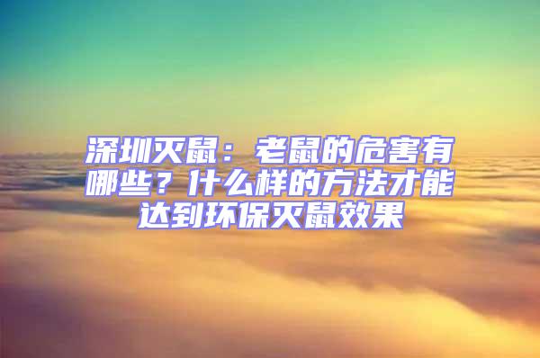 深圳滅鼠：老鼠的危害有哪些？什么樣的方法才能達到環保滅鼠效果