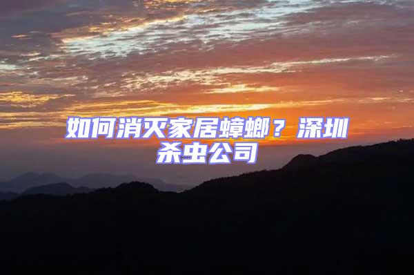 如何消滅家居蟑螂？深圳殺蟲(chóng)公司